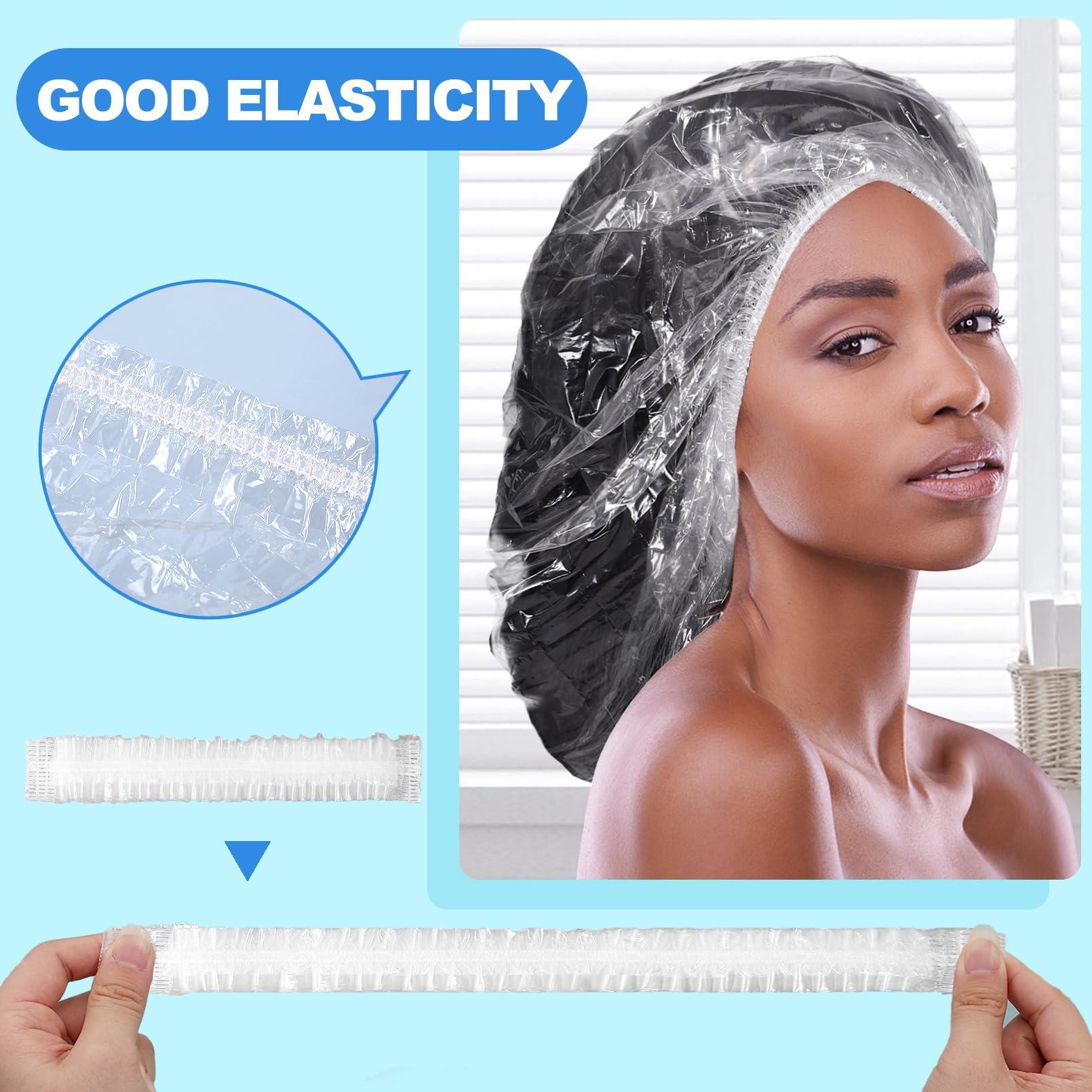 CACASO CACASO 50 PCS Disposable Shower Caps,Extra Large Shower Caps,Waterproof Clear Plastic Hair Caps,Oversized Disposable Shower Cap for Women Long Braids,Thick Hair Shower Caps For Bath Hair Treatment