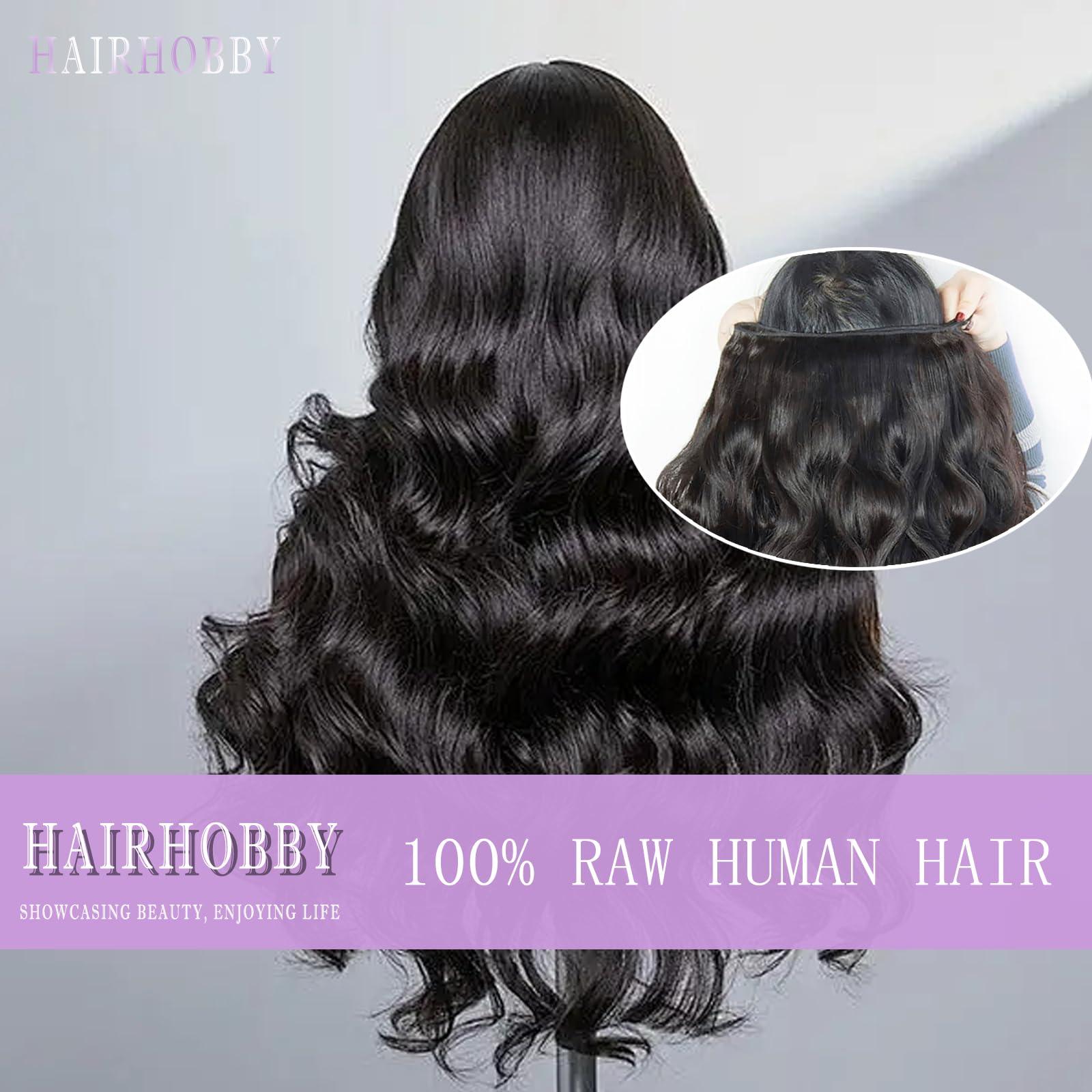 HAIRHOBBY RAW Body Wave Bundles Human Hair, 16 18 20 Inch Virgin Hair Bundles 100% Unprocessed Indian Wavy Bundles Hair Extensions 3 Loose Wave Bundles Natural Black, Triple Lifespan Than Regular Virgin Hair