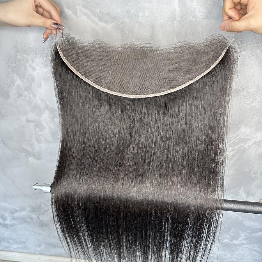 Fushen hair Fushen SKINLIKE 13x4 Real HD Lace Frontal Closure 0.10mm Ultra-thin Invisible Swiss Lace Closure Small Knot Undetectable Melted Virgin Human Hair Closure (13x4 HD Lace Frontal-Straight, 16inches)