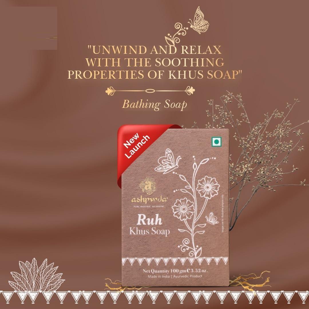 DHAMELIYA Generic Ayurvedic Khus & Aloevera Bath Soap Herbal Cleanser, Gentle Skin Care, Natural Scent, Nourishing Bathing Bar for Skin Refreshment and Rejuvenation (100gm).