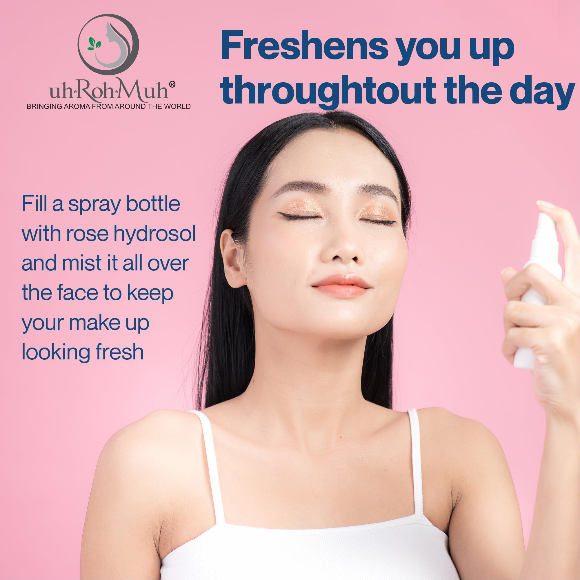 uh*Roh*Muh uh*Roh*Muh Pure Rose Hydrosol - 100% Natural & Pure Rose Water Hydrosol for Face & Body | Distilled Bulk Rosewater for Hair, Face and Skin - Sourced from Turkey - 16oz