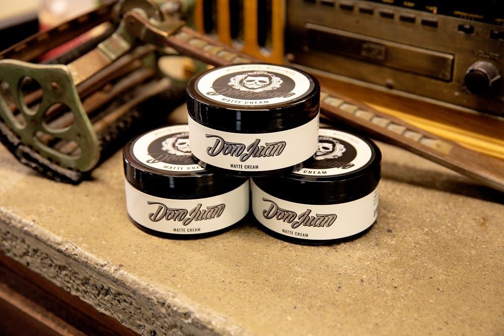 Don Juan Don Juan Handcrafted Matte Cream Pomade 4oz - Medium Hold - Matte Finish - Water Based - Barbershop Scent
