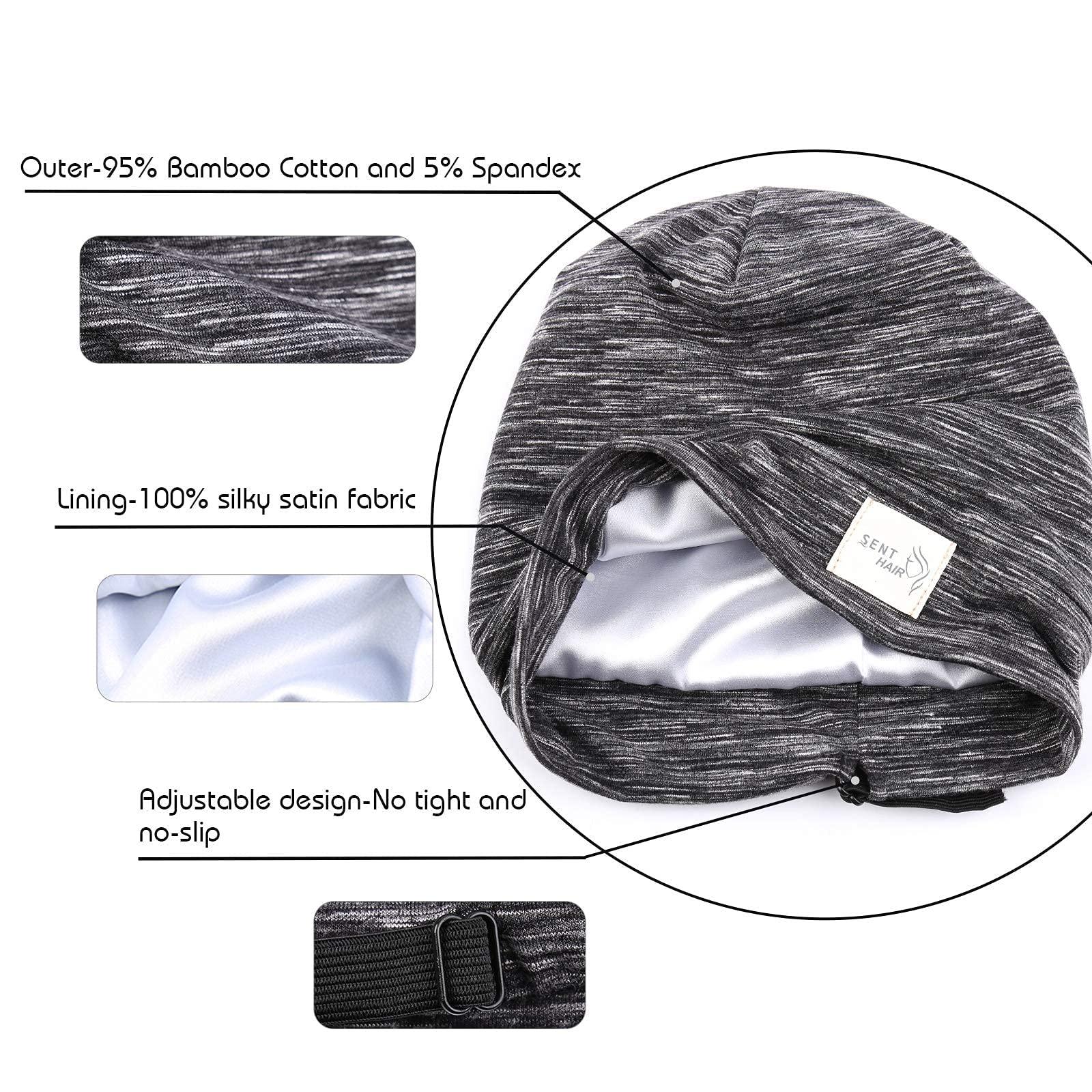 sent hair sent hair Kids Satin Lined Bonnet Silk Slouchy Beanie for Natural Hair Adjustable Sleep Bonnet Slap Cap for Kids/Child/Teens (4-10 Years Old,Black)