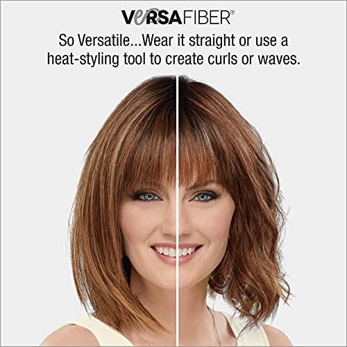 Paula Young Paula Young Dahlia VersaFiber Wig Heat-Stylable Bob Wig with Razor-Cut Layers and Edgy Bangs/Multi-tonal Shades of Blonde, Silver, Brown, and Red