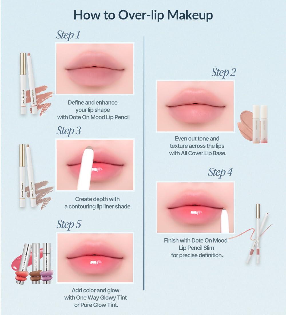 Heart Percent Heart Percent Dote On Mood Lip Pencil, Long-Lasting Creamy Lip Crayon Smooth Color Liner Retractable Lipstick Pencil 0.8g, 18. Fig Rose