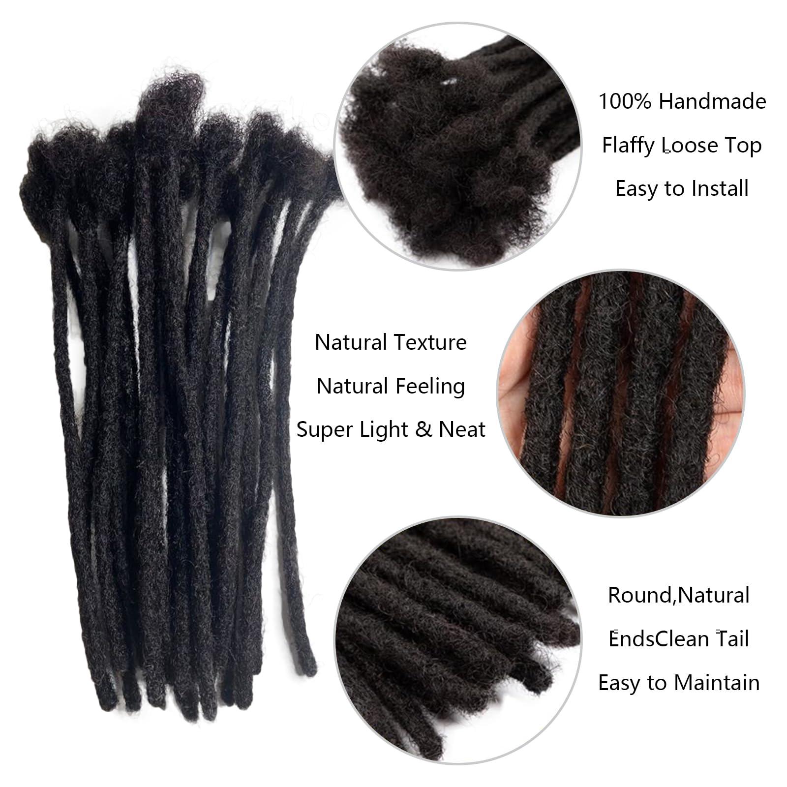 Netoe Netoe Loc Extensions Human Hair Dreadlock Extensions Permanent Locs Extensions Human Hair Natural Black Permanent Handmade Dreadlocks For Women and Men Daily Wear 6 Inch 60 Strands 0.6cm
