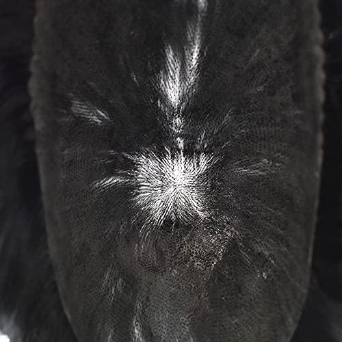 Healthlif Healthlif Toupee For Men Real Human Hair Full PU Mens Hairpiece Natural Looking Toupee Men Hair Rrplacement System Mens Hair Pieces For Thinning Hair 8X10#1B30#1B Off Black+30% Grey