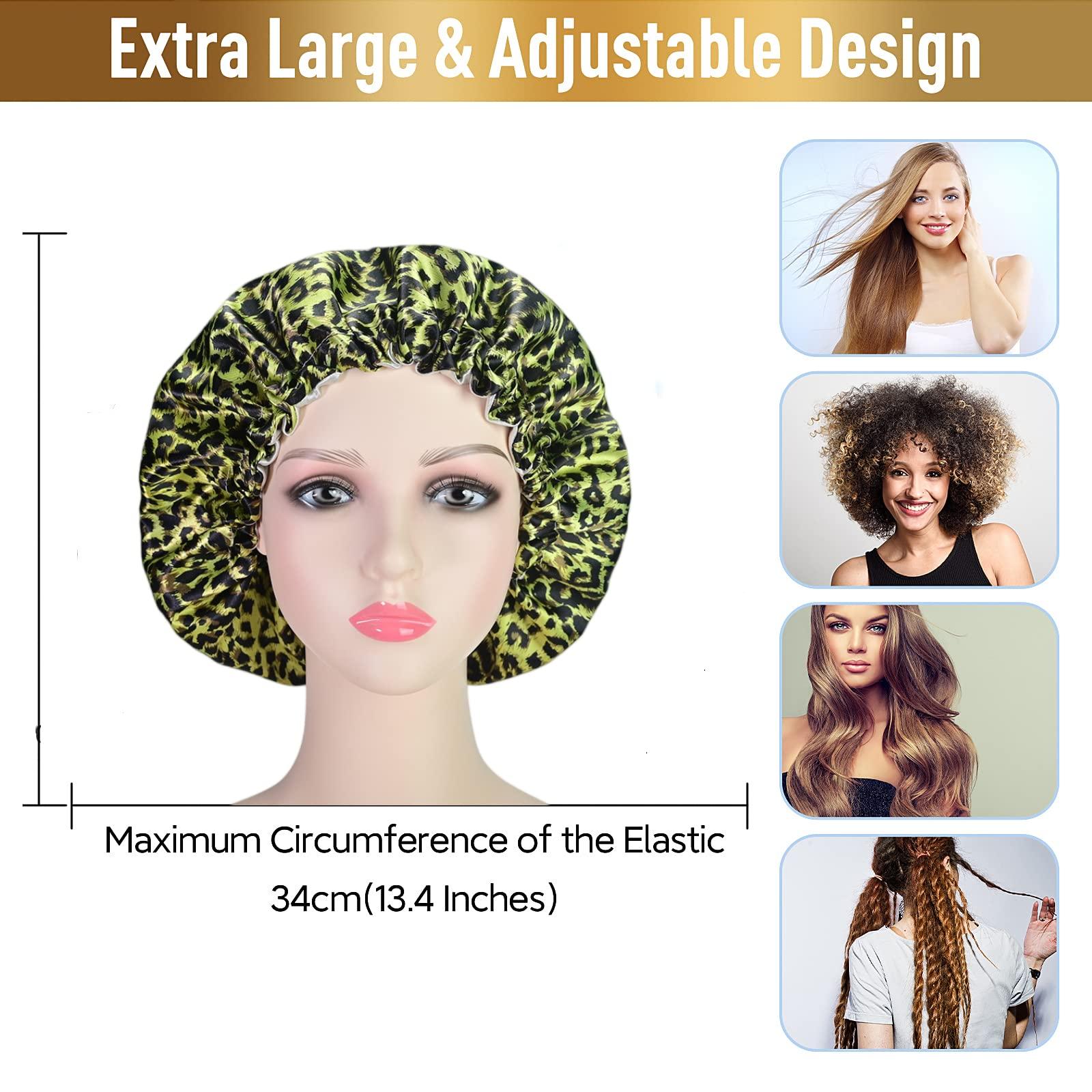 Fishent Fishent Adjustable Shower Cap, Large Reusable Shower Caps for Women Long Hair, Double Layer Waterproof Hair Cap, Adult Bathing Cap Shower Hat for Hair Protecton