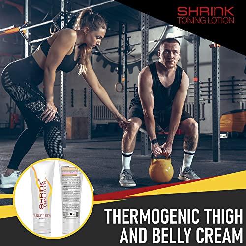 shrink Shrink Toning Lotion - Heat Activated Cellulite Cream and Firming Body Lotion for Women and Men - Body Cream for Stomach, Tummy, and Body - with Caffeine, Vitamin E, Skin Tightening Body Cream (8oz)