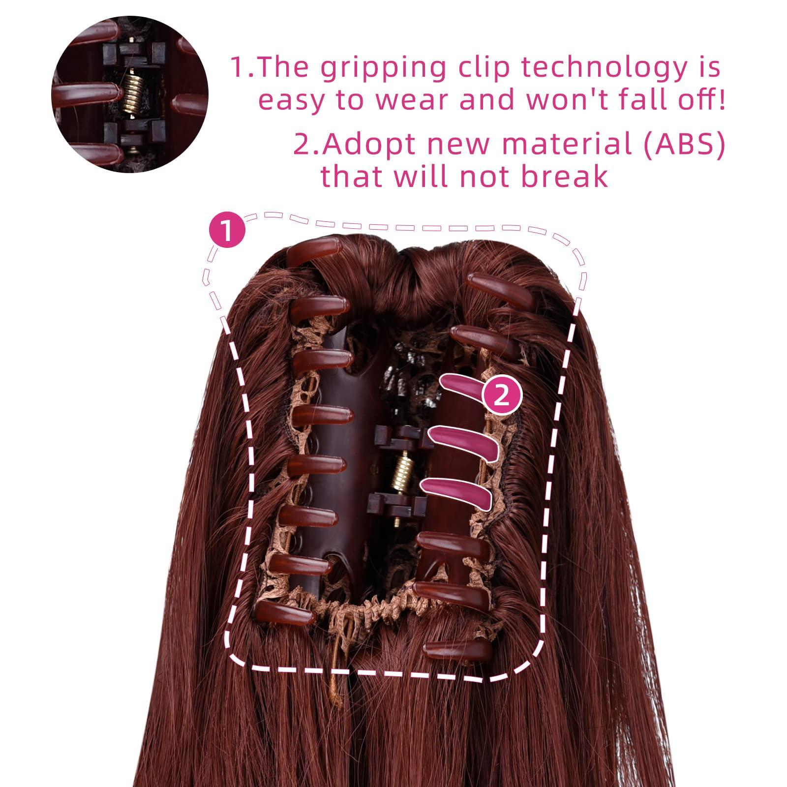 SYXLCYGG SYXLCYGG Auburn Ponytail Hair Clip Synthetic Fake Pony Tails Claw Clip Hair Extensions 20\" Wavy 5.3 OZ Like Real Hair piece Women Yaki Fluffy Tangled