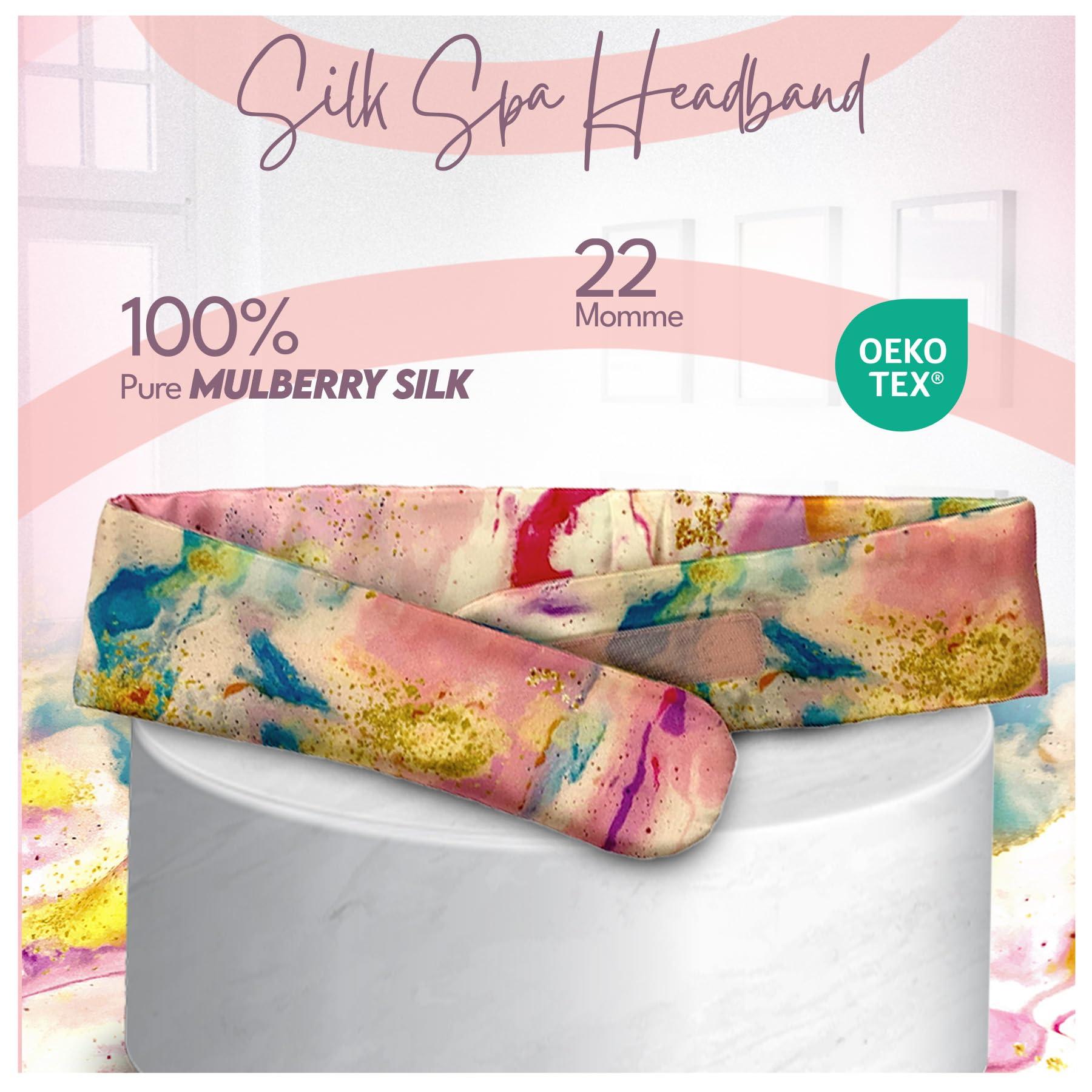 Celestial Silk Celestial Silk Spa Headband 100% Mulberry Silk Adjustable Facial Headband for Women - Use for Washing Face, Skincare, Makeup Silk Beauty Hairband Perfect for Thick or Curly Hair (Abstract)