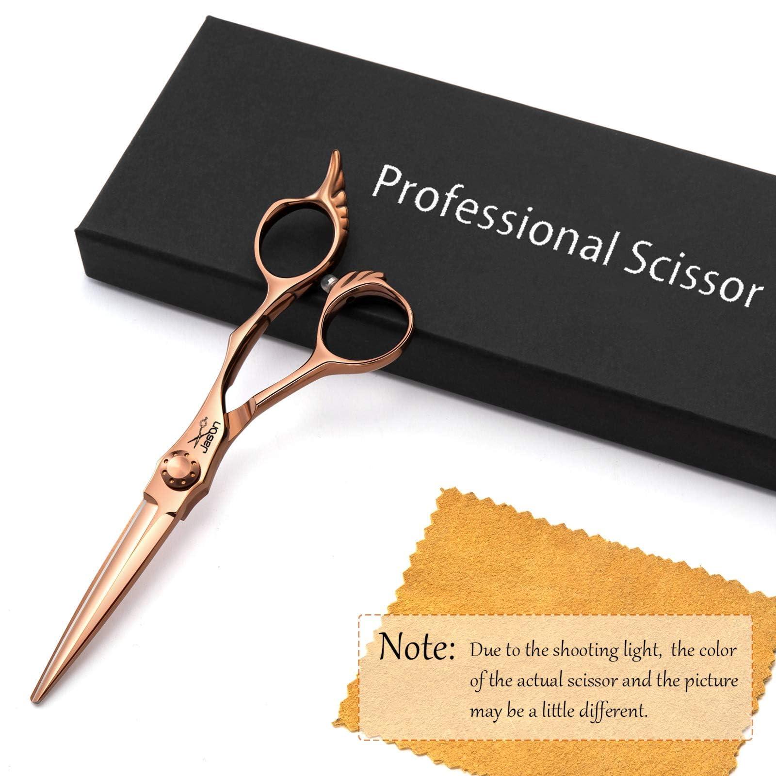 JASON JASON 6\" Hair Cutting Scissors - Professional Haircut Scissor Hair Trimming Shear for Barber, Hairdresser, Stylist, Women and Men, 440C Stainless Steel Hair Cutting Shear, Rosegold