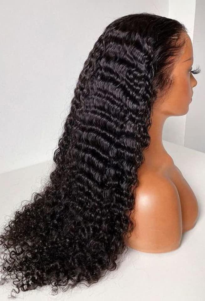 Generic Deep Loose Wave Frontal Wig Transparent Lace Front Human Hair Wigs For Women Remy Curly Lace Wigs (24 inch)