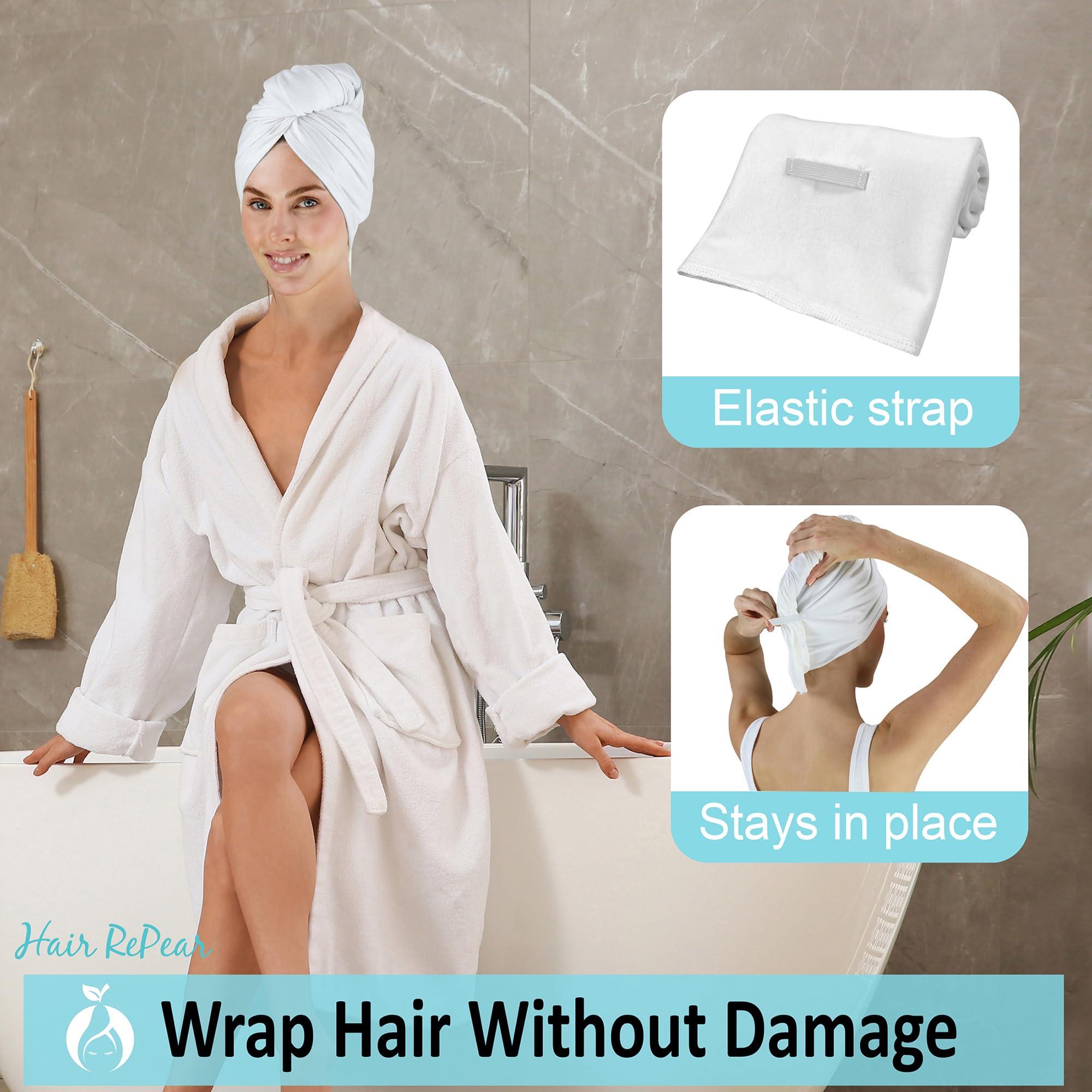 Hair RePear Hair RePear Anti Frizz Premium Cotton Hair Towel Enhances Healthy Natural Hair - Plop Wrap Scrunch Curly Wavy or Straight Hair -All Hair Types