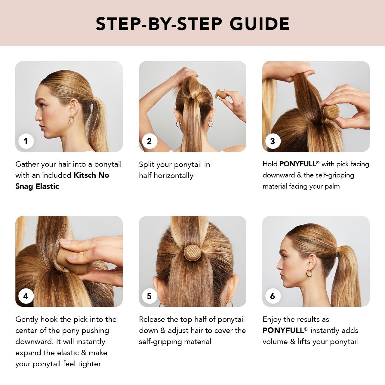 Kitsch Kitsch PONYFULL Hair Volumizer Tool - Adds Lift and Style To Your Ponytail | Hair Bun Maker for Women | Includes 3 No Snag Elastic Ties- Ideal for Daily Use or Any Occasion - (Blonde)