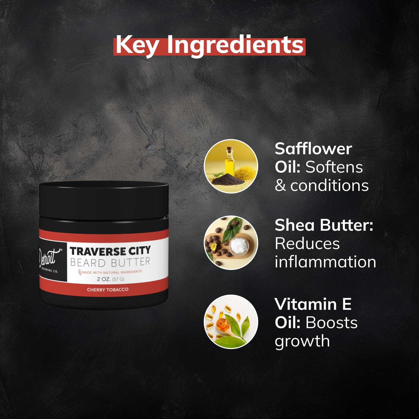 Detroit Grooming Co. Detroit Grooming Co. Beard Butter for Men | Softens, Thickens & Hydrates with Safflower Oil & Shea Butter | Traverse City Scent, 2oz
