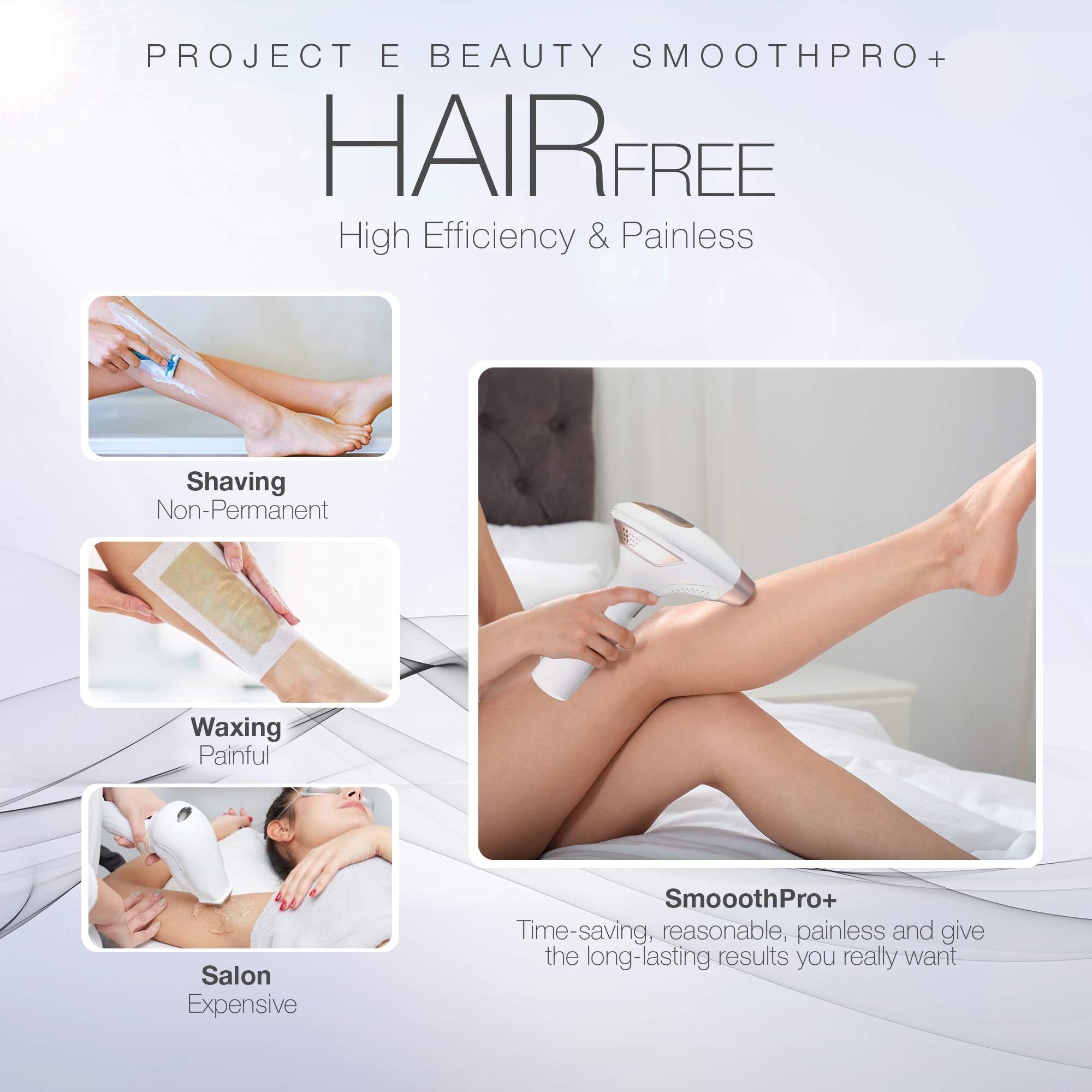 Project E Beauty SmoothPro+ IPL Hair Removal Device by Project E Beauty | Intense Pulsed Light | FDA Cleared | Permanent Hair Reduction | 300,000 Flashes Permanent | Painless | 5 Energy Levels | Stop Hair Regrowth