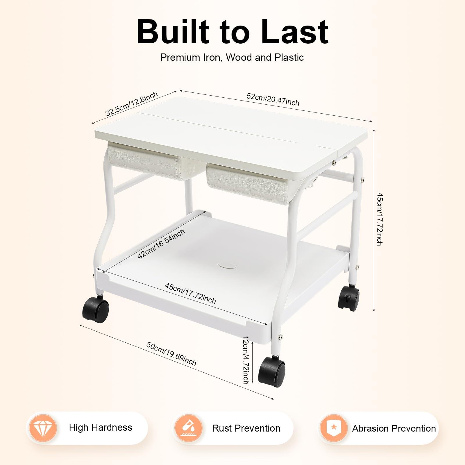 DHBREK DHBREK Pedicure Foot Spa Bath Trolley Cart Portable Esthetician Trolley Cart Beauty Salon Nail Or Foot Bath for Spa Foot Rest Pedicure Massage Manicure Funiture Table 2 Cushion Salon Supplies (White)