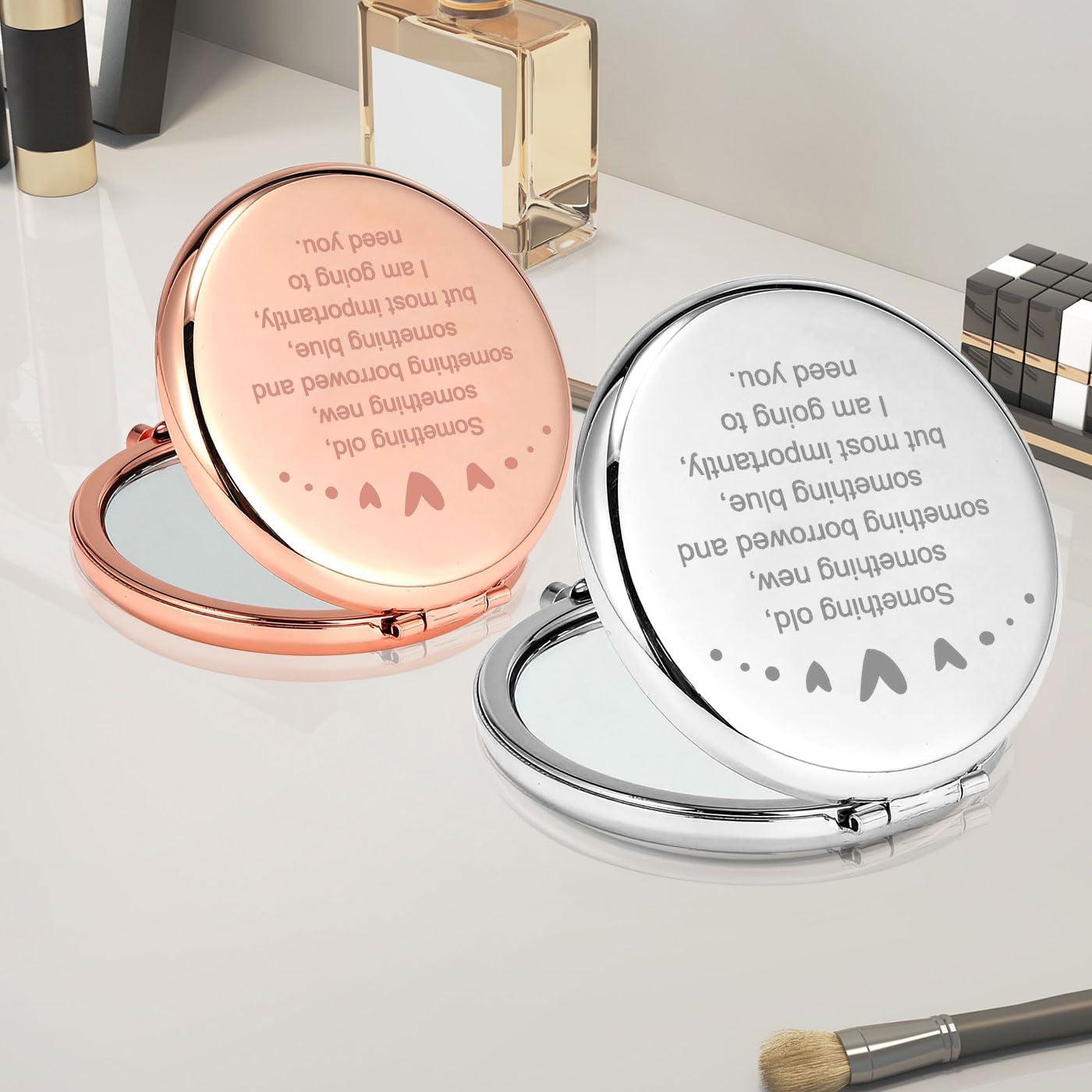 PLITI PLITI Bridesmaid Compact Mirror Maid of Honor Proposal Gift Matron of Honor Wedding Gift Bridal Shower Pocket Mirror (Something Need You CM)