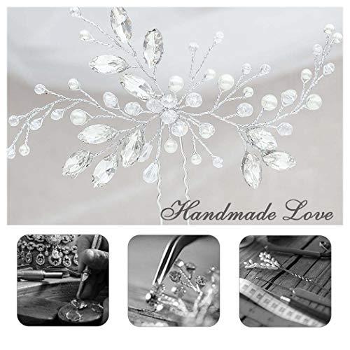 BAROGIRL Barogirl Wedding Hair Pins Clips Set Bride Head Piece Bridal Crystal Hair Jewelry for Women and Girls 1 PC (Silver)