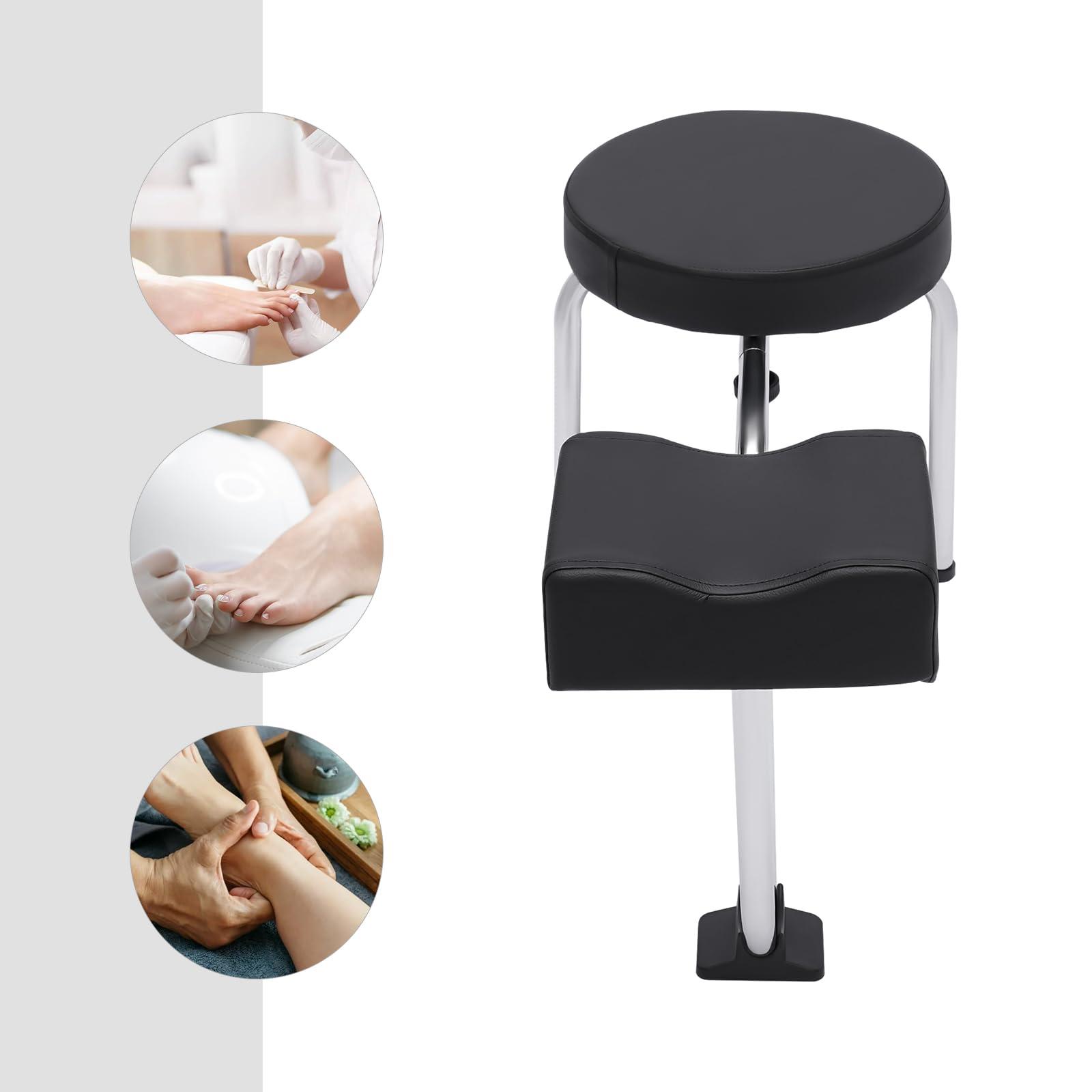 ACNAO ACNAO Pedicure Stool with Footrest,Modern Style Height and Length Adjustable Leg Rest PVC Pad Pedicure Foot Rest Stand Nail Station for Spa Beauty Salon Studio Equipment Supplies,Black