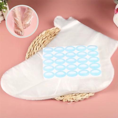 Rukinovi Rukinovi 100pcs Paraffin Bath Liners - Disposable Plastic Foot Covers for Moisturizing Foot Spa, Women's Feet Care Socks (Transparent)