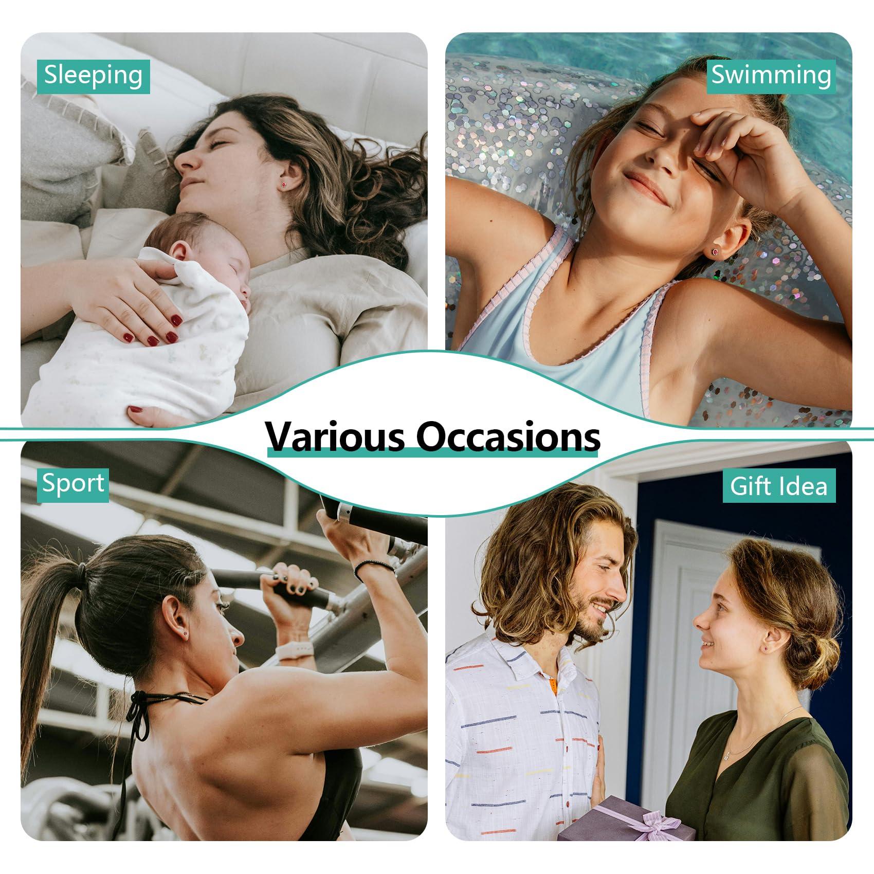 Novopiercing Get the Perfect Ear Piercing with 24 Pcs Premium Ear Piercing Kit - Includes 8 Red CZ Diamond Earrings and 8 Easy-to-Use Self Ear Piercing Gun - Safe and Painless - Sliver