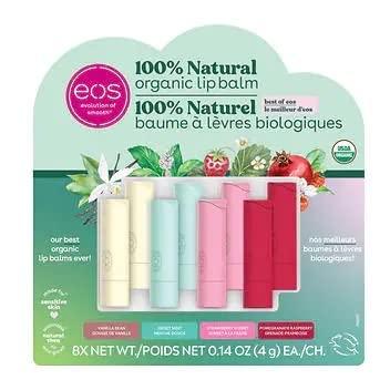 eos eos 100% Natural and Organic Lip Balm Stick, 8-pack