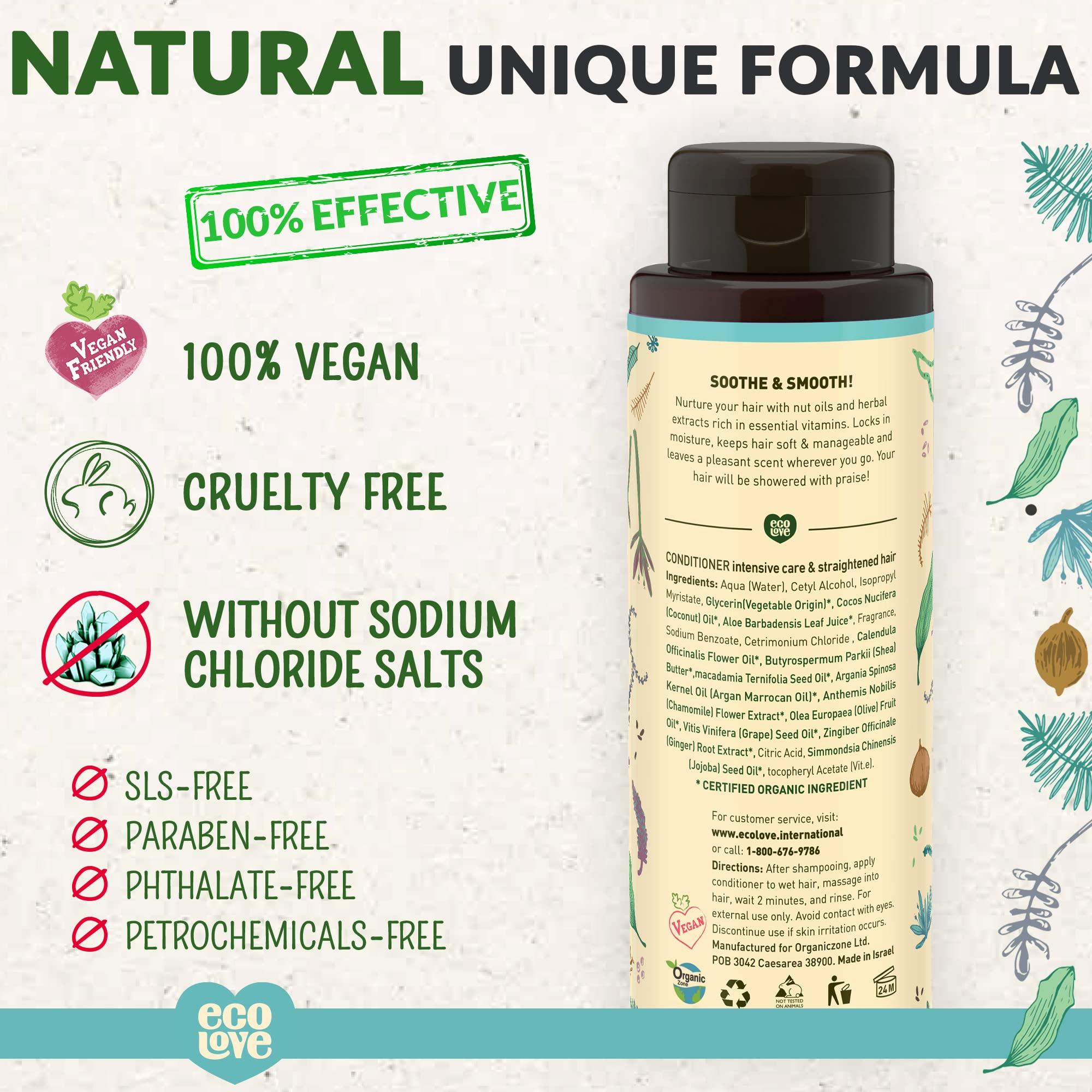 ecoLove ecoLove Natural Conditioning for Chemically Straightened Hair and Dry Damaged Hair No SLS or Parabens - With Natural Moroccan Oil Extract - Vegan and Cruelty-Free Hair Treatment, 17.6 oz