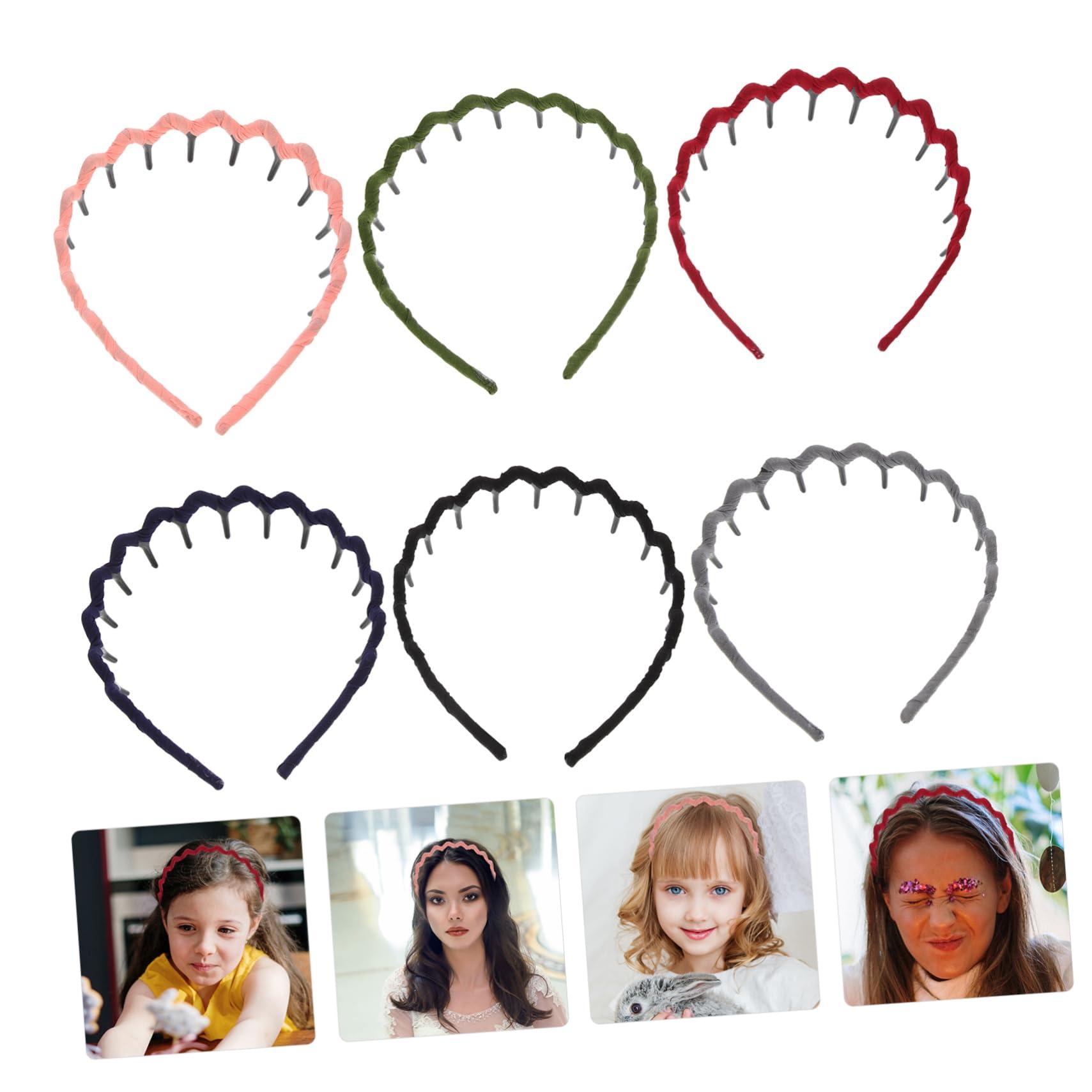FOMIYES FOMIYES 6pcs Wave Rao Hair Clasp Squiggly Headband Toothed Headband Hair Comb Headband Shark Teeth Headband Wavy Headband Headbands Hair Hoops Miss Wrap Around Cloth Korean Version Fabric