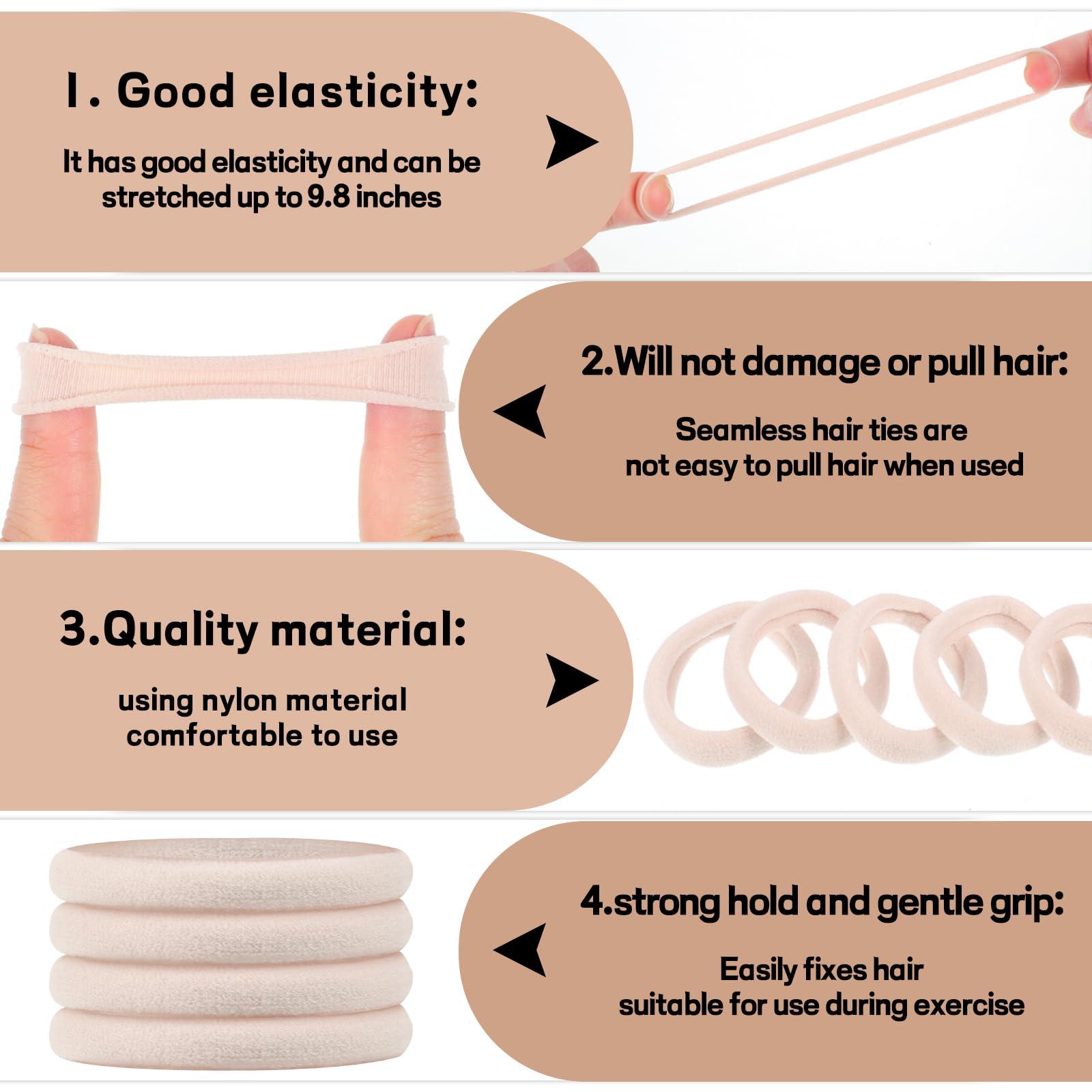 obeoby 100PCS Blonde Hair Ties, Seamless Hair Ties Ponytail Holders Elastics Hair Accessories for Women Girls