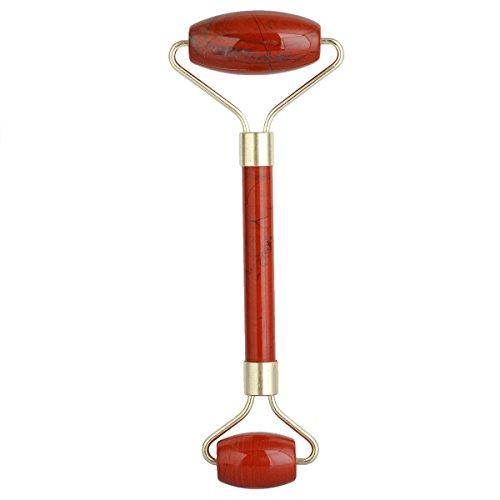 mookaitedecor mookaitedecor Red Jasper Stone Roller for Face Massage Neck, Anti-Aging Facial Massager with Double Rollers