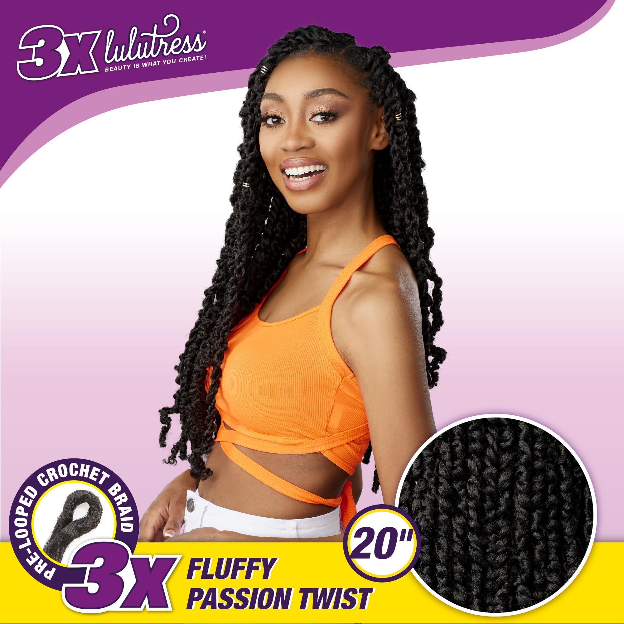 Sensationnel Sensationnel Lulutress crochet braiding hair - 3x fluffy passion twist 20 inch pre made crochet braids hair all kanekalon synthetic locs twists braids (1 pack, 2 DARKBROWN)