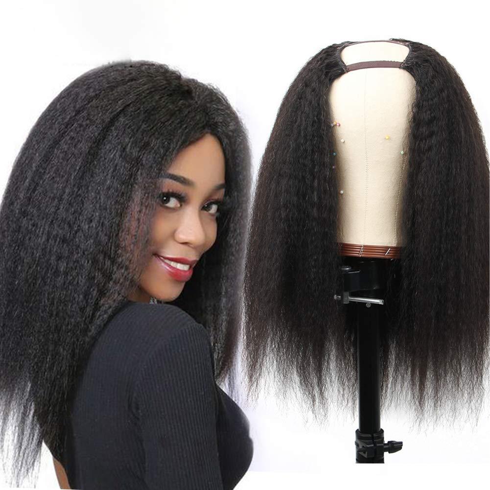 Prime Kitty Human Hair Kinky Straight U Part Wig Bob Wigs Left U Part Wig Human Hair 1x4 Small Cap Natural Color U Part Left Side Wigs Human Hair Black Women 10A Brazilian Human Hair Wigs No Shedding - 180% 14"