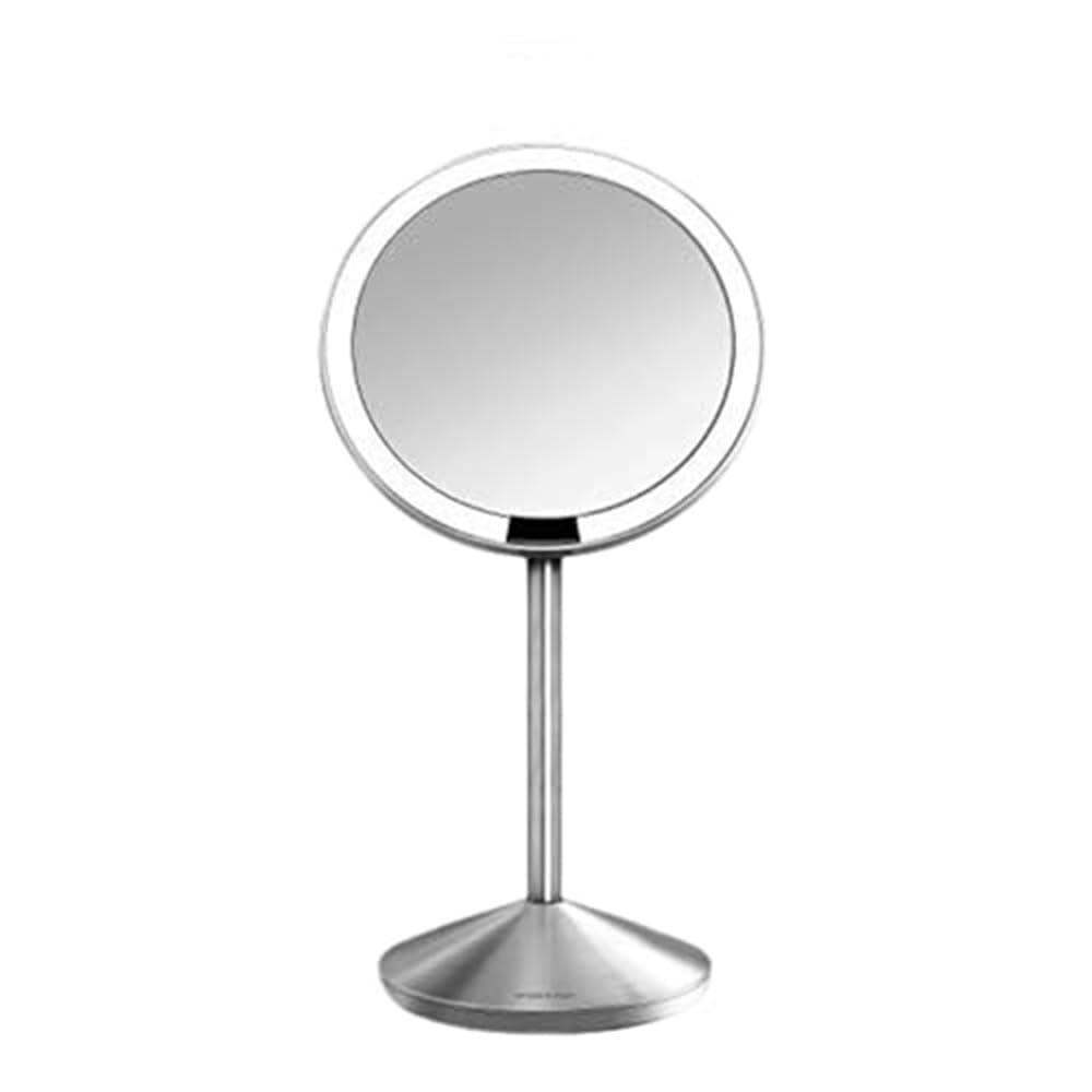 simplehuman simplehuman Sensor Mirror, 5\" Round Rechargeable Mini Travel Makeup Mirror, 10x Magnification, Brushed Stainless Steel