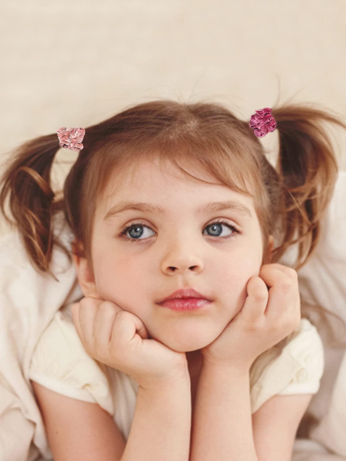 LFOUVRE Pack of 10 Small Velvet Scrunchies for Women Hair Accessories - LFOUVRE Rubber Hair Bands for Thick and Thin Hair, Mini Ponytail Holders with Elastic Hair Ties