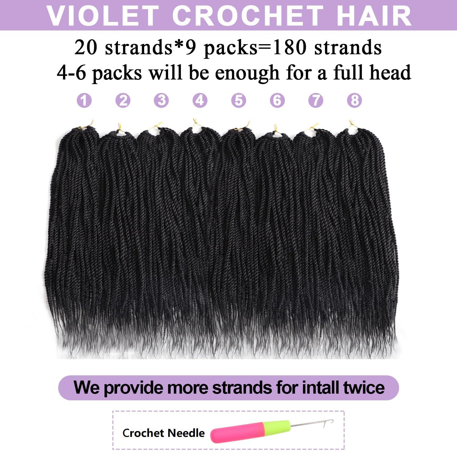 VIOLET Senegalese twist crochet hair 12 inch&18 inch (1B)