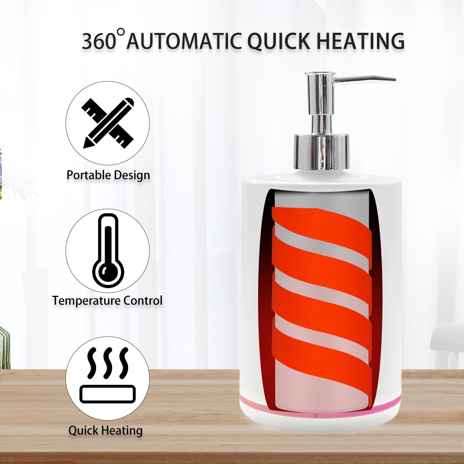 HYUNLAI HYUNLAI Upgrades Massage Oil Warmer with Two Oil Bottle, Professional Electric Lotion Warmer Dispenser Heater for SPA, Portable Lube Cream Gel Warmer for Salon Barber Shops (White)