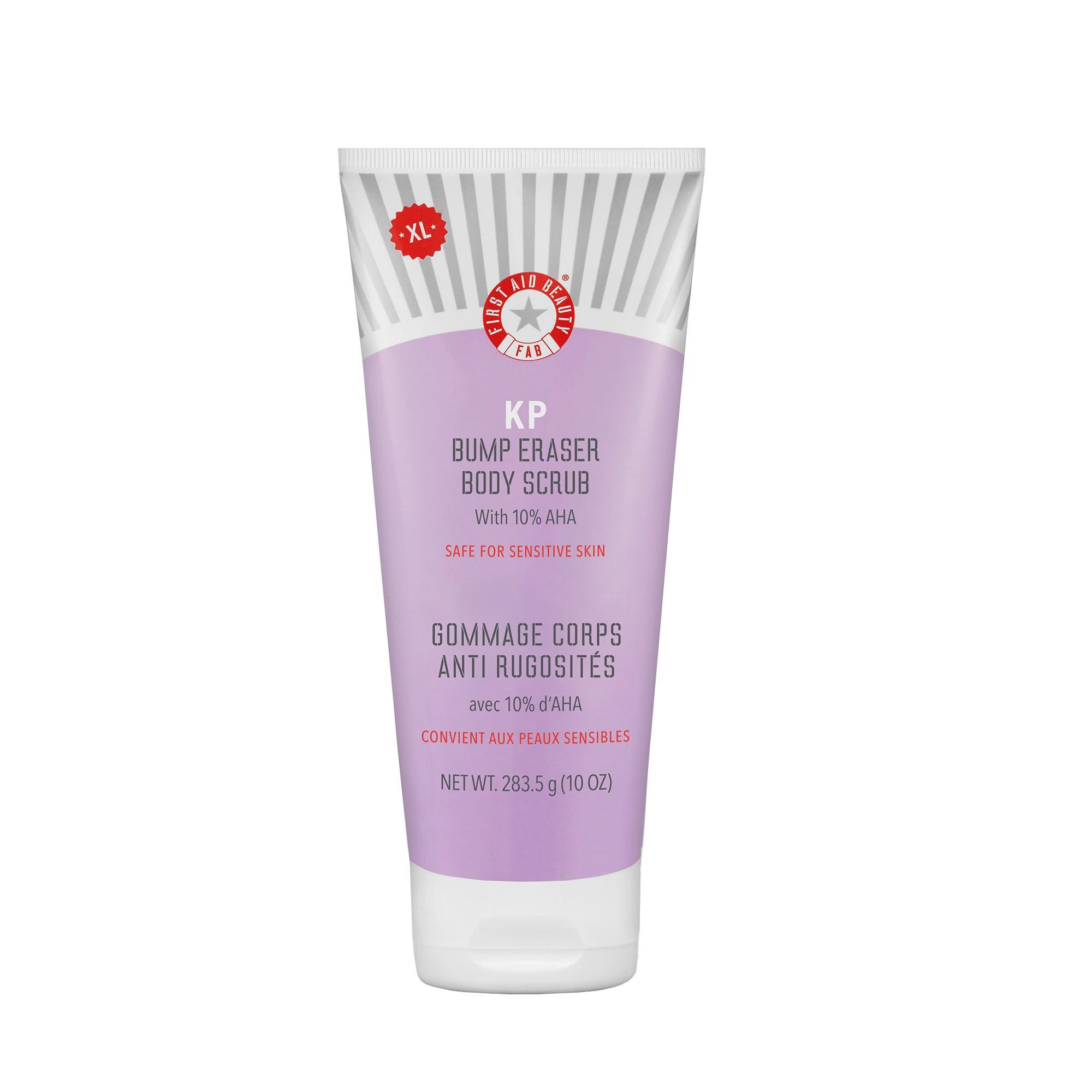 First Aid Beauty First Aid Beauty - KP Bump Eraser Body Scrub with 10% AHA, Keratosis Pilaris Skin Exfoliater with Glycolic and Lactic acids, Helps Reduce Chicken Skin Bumps, Safe for Sensitive Skin, 10 oz