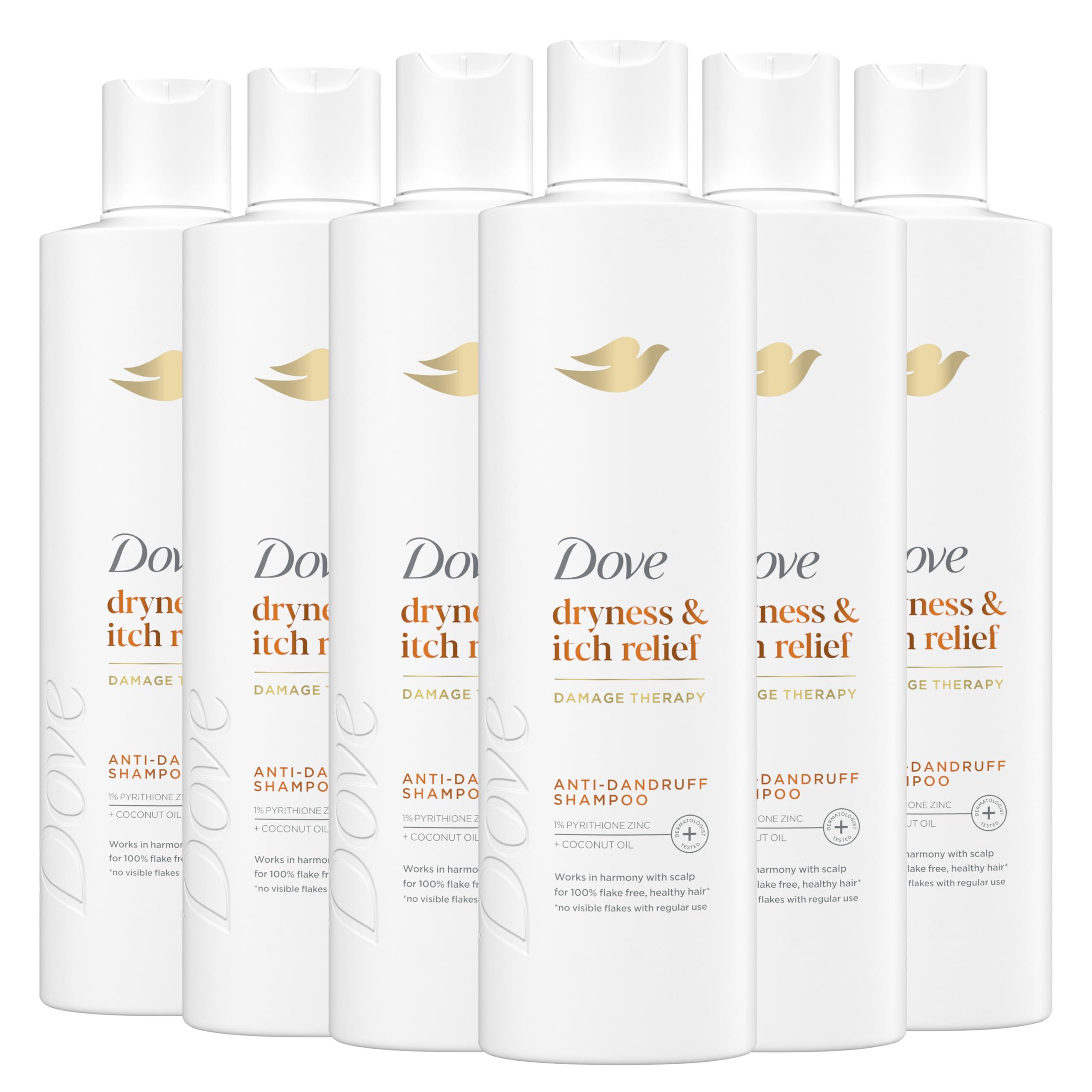 Dove Dove Damage Therapy Derma Shampoo Dryness + Itch Pack of 6 for Flaky Scalp with Pyrithione Zinc and Coconut Oil 12 Fl Oz