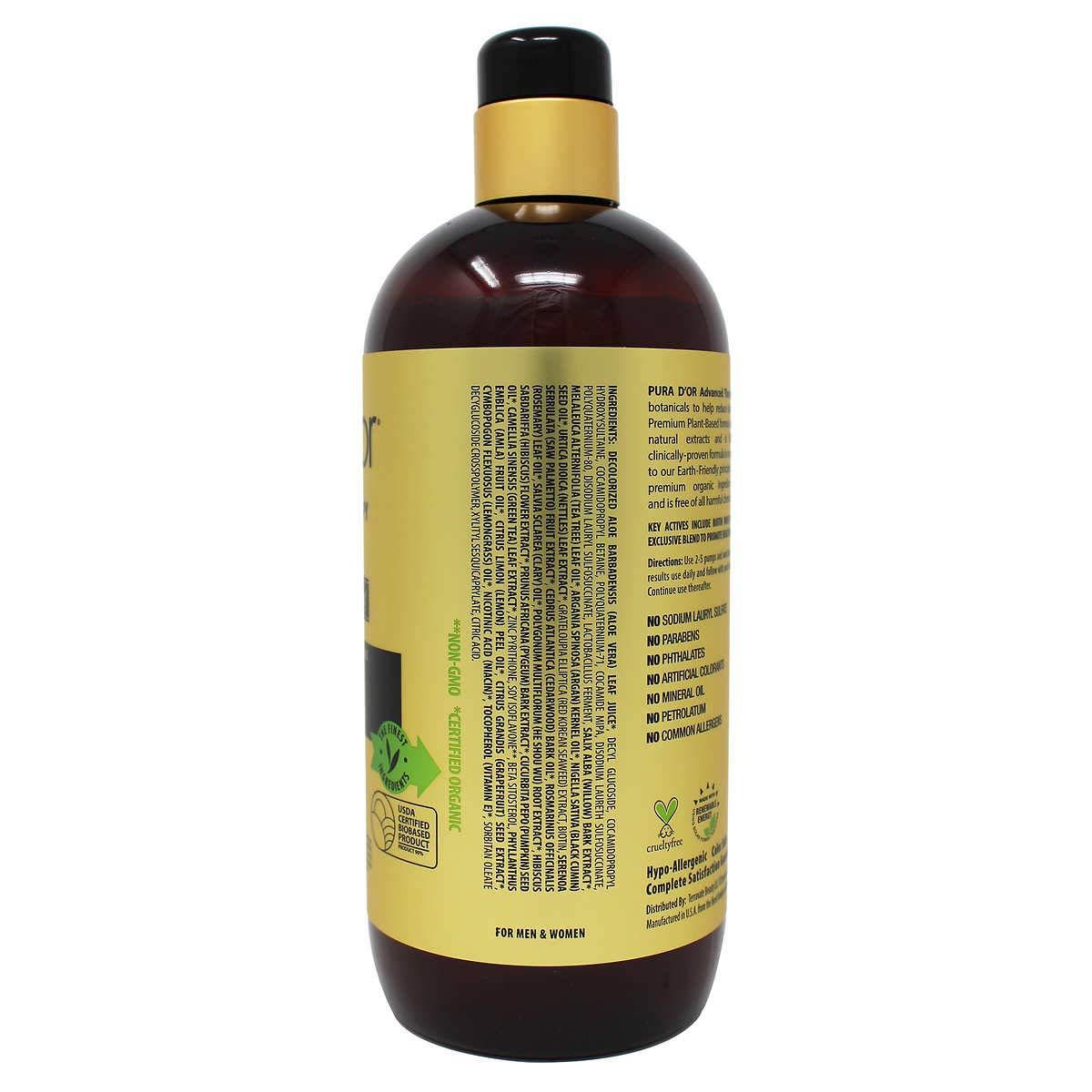 PURA D'OR PURA D\'OR Advanced Therapy System Clinically Proven to Reduce Hair Thinning - Paraben Free, Argan Oil Scent - Shampoo and Conditioner Set for Fine Hair - 100% Natural Preservative - 2.5 lbs