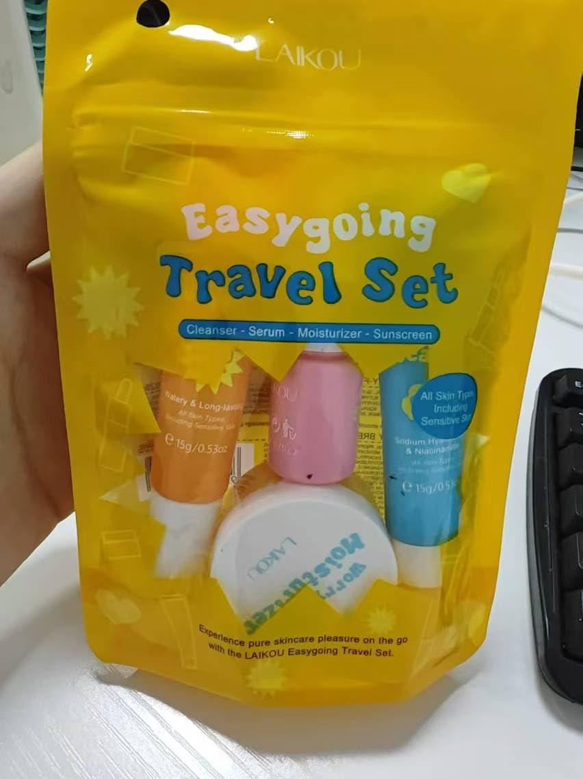 BSMKCL Hydrating Skin Care Set Travel Kit, Gifts for Women and Teenage Girls, 4 Piece Skincare Essentials Set Mini Travel Size With Facial Cleanser, Cream, Serum, Sunscreen - Travel Essentials Gift Set