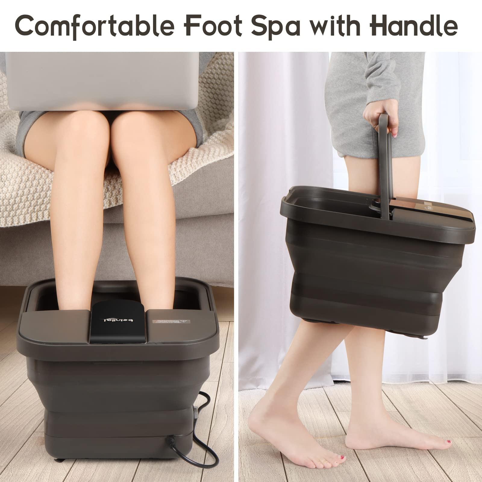 Beinilai Beinilai Collapsible Foot Spa,Foot Bath with Heat and Massage and Bubble Jets,Foot Soak Tub with Six Non Motorized Foot Rollers,Acupressure Massage Points,Red Light and Removable Pumice Stone