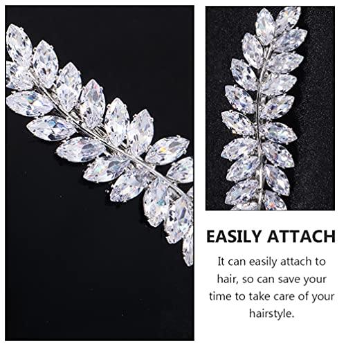 Beaupretty Beaupretty Rhinestone Hair Clips Crystal Leaf Hair Clip Diamond Hair Barrettes Hair Bang Clamp Decorative Alligator Hair Pins For Women Weddings Bridal Hair Accessories Silver