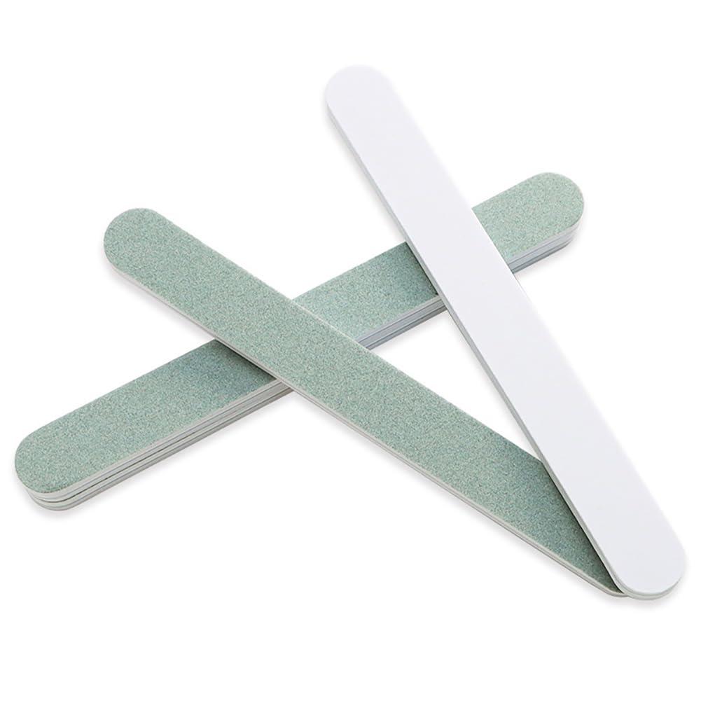 BFLCTTBD 10 Pcs Long Nail Files Professional Nail Cuticle Pusher Bulk Reusable Emery Boards Double Sided Nail Files for Natural Nails Acrylic Nails