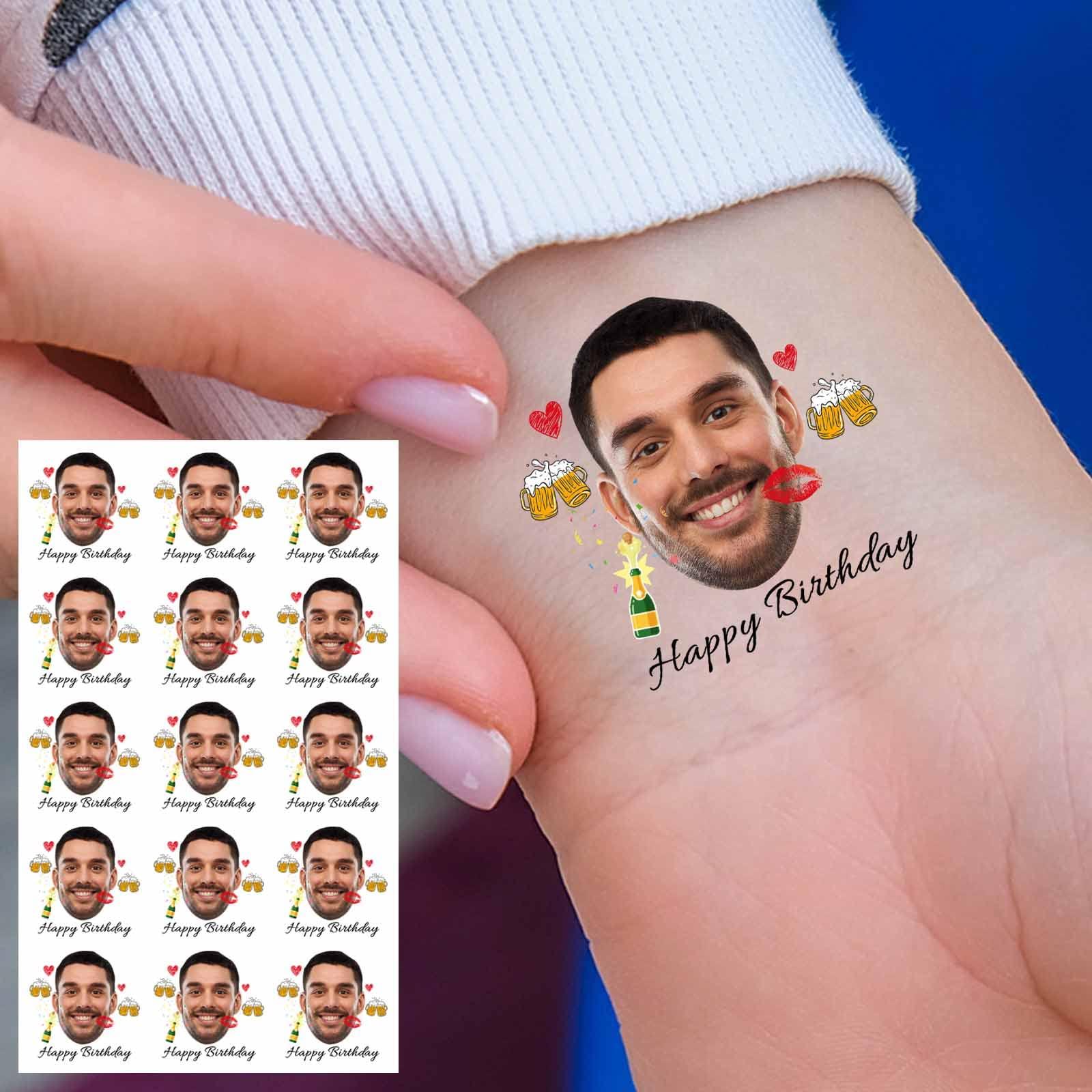 YESCUSTOM 30pcs Custom Face Temporary Tattoos with Name Text, Personalized Temporary Tattoo with Tongue for Adults Couple Women Men Custom Name Tattoos for Birthday Bachelorette Party