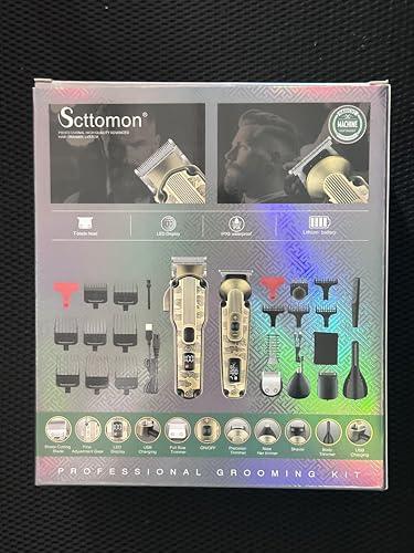 Scttomon Scttomon Professional Hair Clipper for Men Hair Cutting Kit Men\'s Beard Trimmer Hair Trimmer Shaver Cordless Barber Clippers and Trimmers Set Black