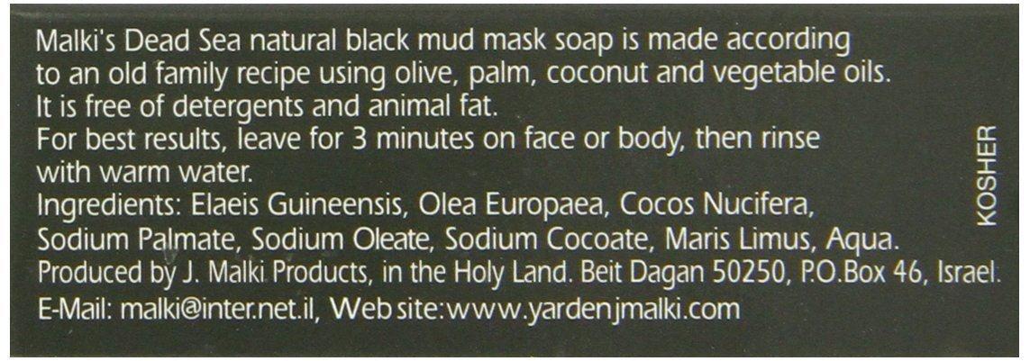 J Malki Dead Sea Products Malki Dead Sea Products Black Mud Mask Soap | Facial Care Product | Facial Skin Care with Pure Black Mud Soap | Natural Mineral Infusion for Skin Improvement