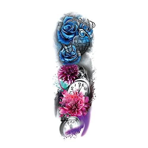 KAIKAI KAIKAI Fake Tattoo Tiger for Men Waterproof Temporary Dragon Flower Paper Sticker Totem Geometric Full Arm Large Size Sleeve Tatoo Boys (Color : TQB-95)