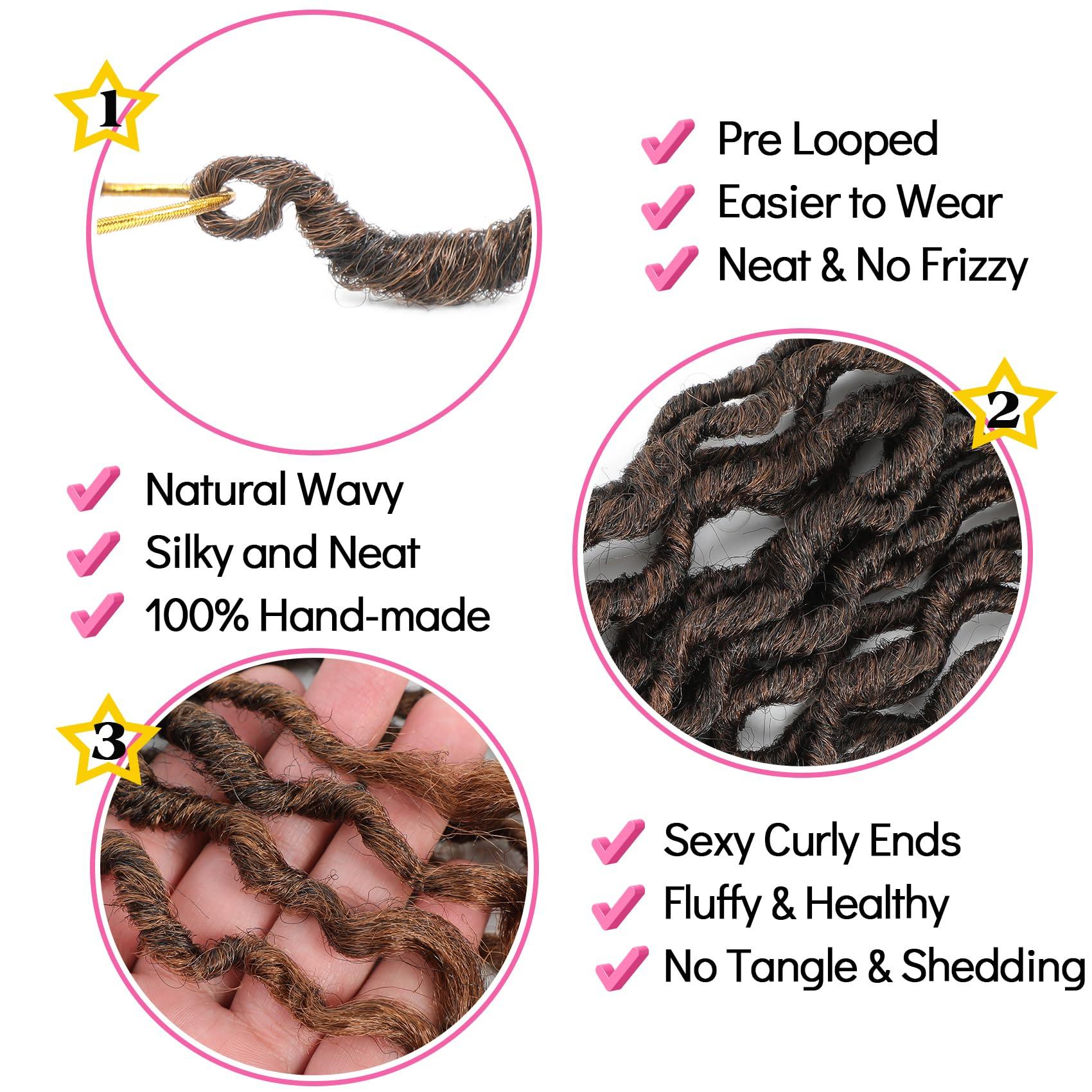 Karida Karida Faux Locs Crochet Hair 18 Inch, 8 Packs Pre Looped Goddess Locs Crochet Hair, Wavy Crochet Faux Locs With Curly Ends, Boho Faux Locs Crochet Hair For Black Women (18 inch, T30#)